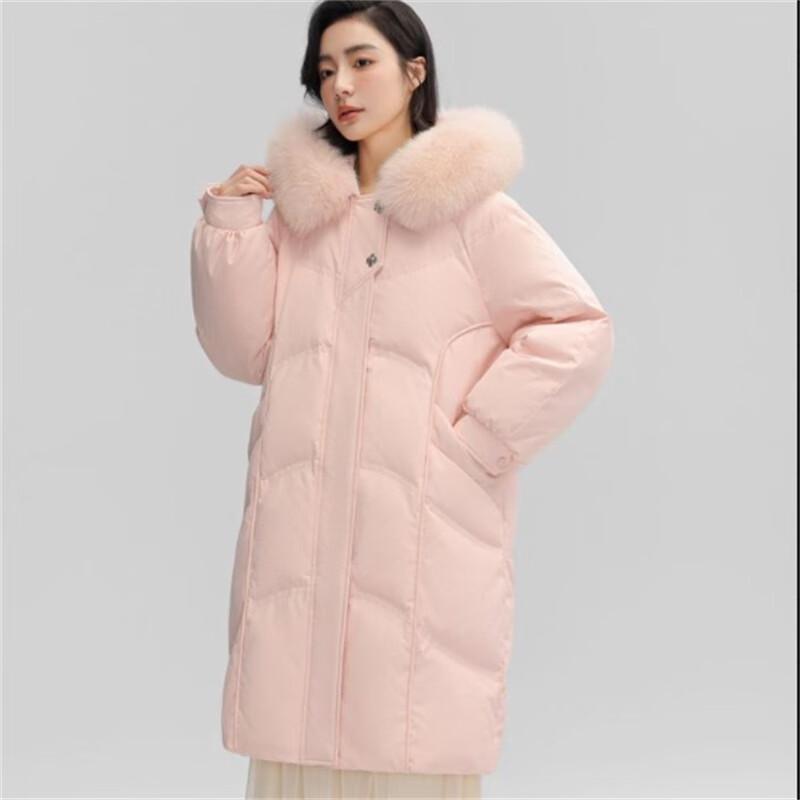 YAYA Women's Long Over-Knee Fur Collar Down Parka