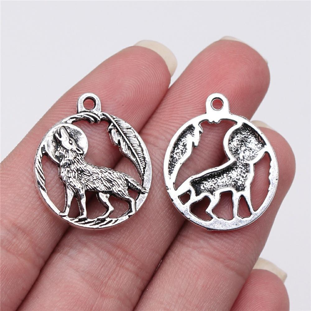 20pcs Howling Wolf Charms Moon Wolf Charms Animal Wolf Pendant For Jewelry Making