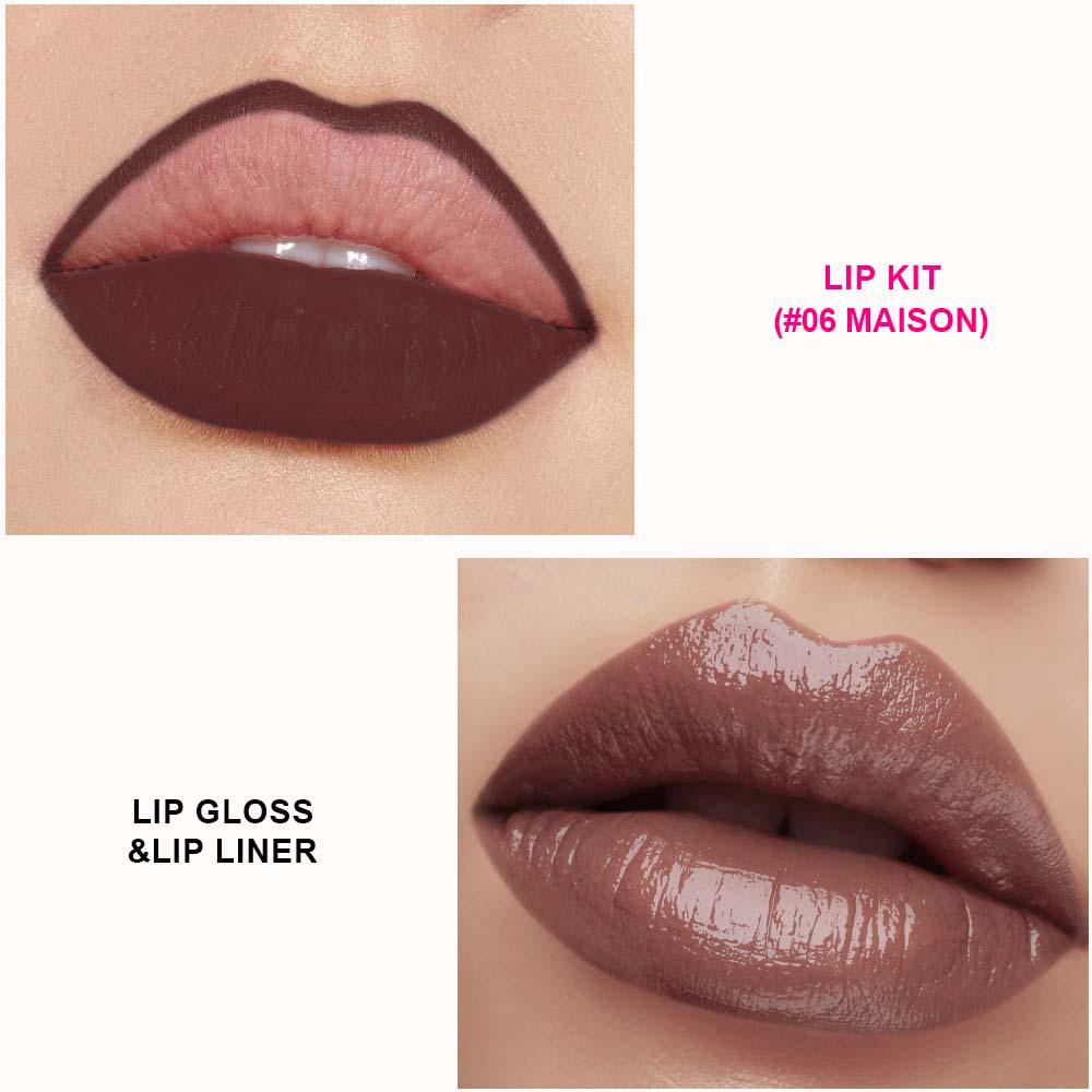 Customizable Long-Lasting Waterproof Lip Gloss and Liner Set with Mirror and Moisturizing, Nourishing Tube.