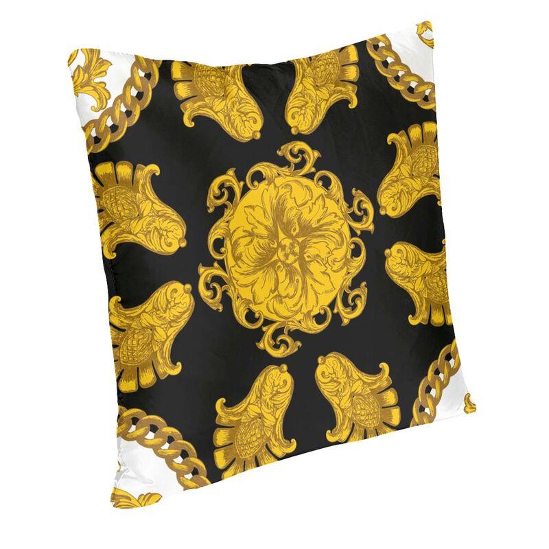 Golden Baroque Fashion Seamless Pattern Throw Pillow Case Home Decor Custom Square Cushion Cover 40x40cm Pillowcover Living Room