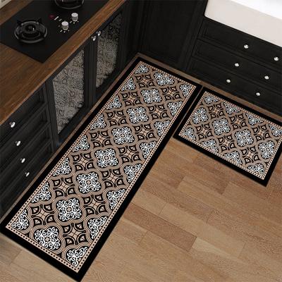 Vintage Nordische Rutschfeste Küchenbodenmatte PVC-Leder Waschbare Matten Wasserdicht Ölfest Langer Teppich Alfombra De Cocina