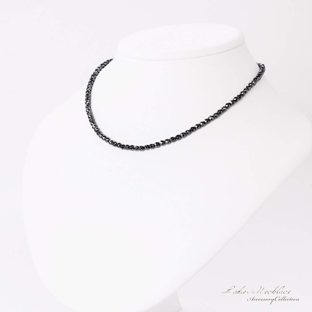 Hematite Magnetic Necklace for Stainless with String Tag [Barzaz] Women, Steel, 40cm, Black,