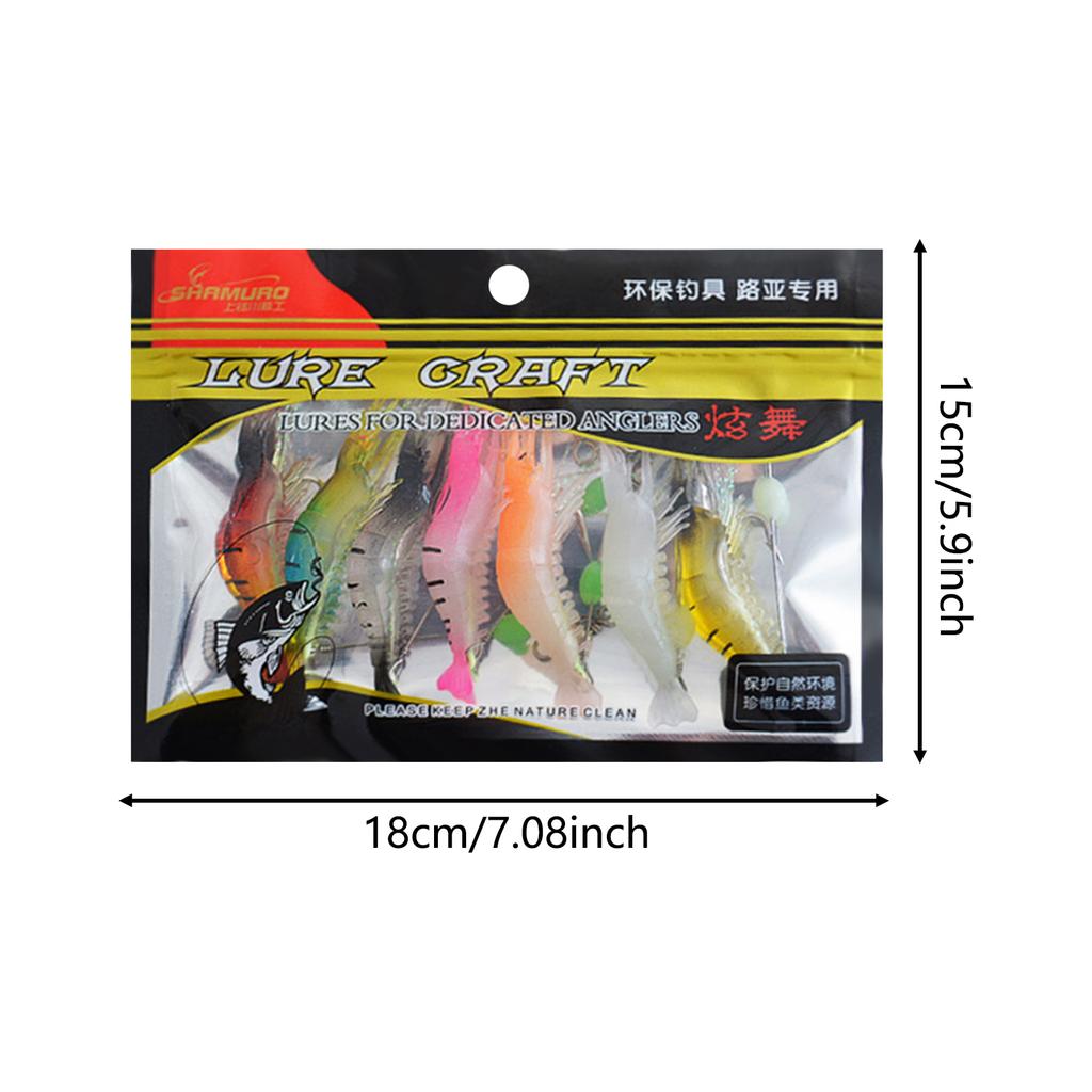Simulation Shrimp Soft Lures Luminous Swimbait Shrimp Fishing Lure with Hooks for Bass Trout Bream & Pickerel
