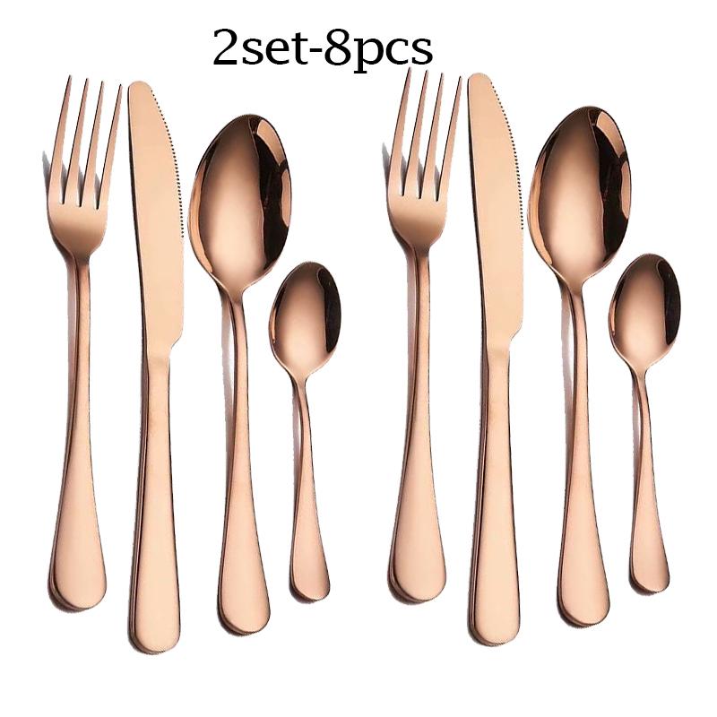 Creative Cutlery Set Stainless Steel Dinnerware Rainbow Stainless Steel Spoon Set Fork Spoon Knife Steel Cutlery Dinnerware Set