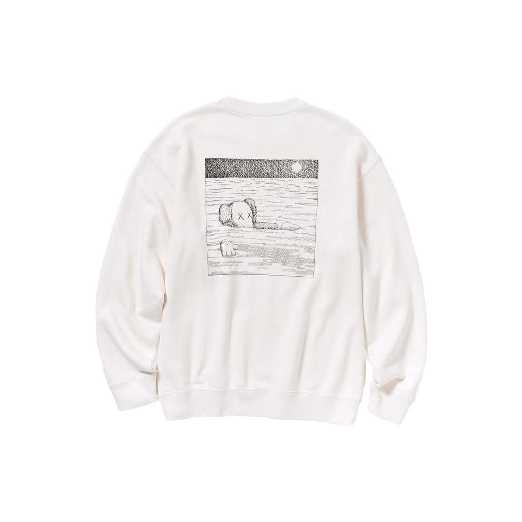 Uniqlo X Kaws Collaboration SS23 Solid Color Floating Doll Print Crew Neck Pullover Long Sleeve Knit Sweater Unisex sweater White 467395-01