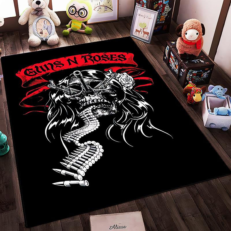 Bold Guns N' Roses Logo Rug Non-slip rug suitable for living room and bedroom sofas