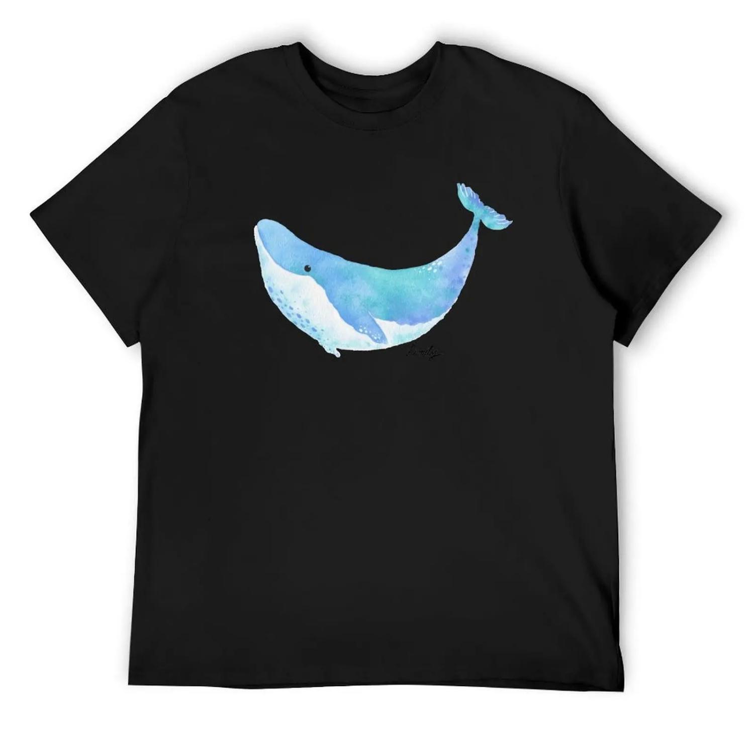 

Bubble the happy blue whale, water color T-Shirt graphics man t shirt plus size clothes plain black t shirts men XXXXXL чорний