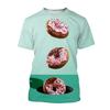 Doughnut Theme 3D Print Kids Short Sleeve Tee Round Neck Graphic Top Daily Outdoor Wear For Boys Girls