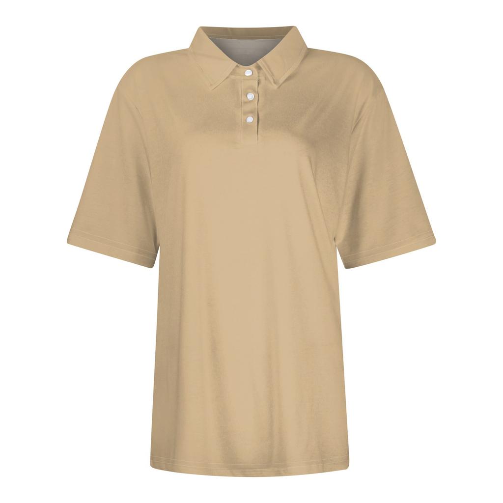 Dámská móda Ležérní klopa Krátký rukáv Jednobarevná košile Dámské topy se zapínáním na knoflíky