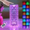 Crystal Rose Table Lamp, Remote Control & Touch Bedside Lamp, LED Night Light, Dimmable Bedside Lamp, USB Rechargeable, for