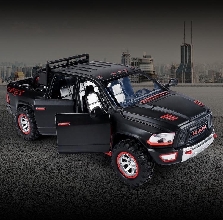 1:32 Dodge Ram TRX Pickup Truck Model - Alloy Toy Car with Sound, Light, and Pull-Back Door for Kids
