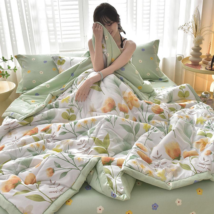 KDJEIKZ Double-sided Simple Summer Quilt Children Adult Microfiber Air Conditioning Quilt Core Picnic Travel Cover Blanket