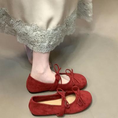 2025 New Round Head Flat Ballet Shoes French Double Bow Mary Jane Early Spring Women's Shoes with Skirt Single Shoes