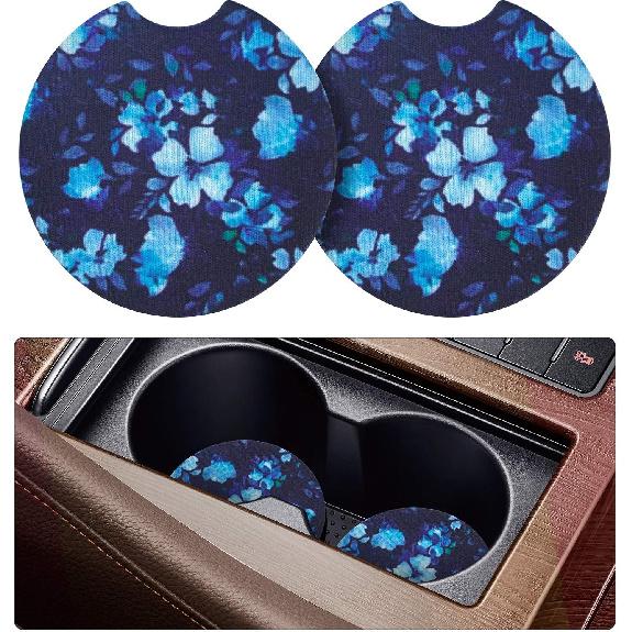tifanso Car Cup Drink Holder Coaster, 2 Pack Car Coasters for Cup Holders, Cute Vehicle Accessories for Women and Girl (Leopard)