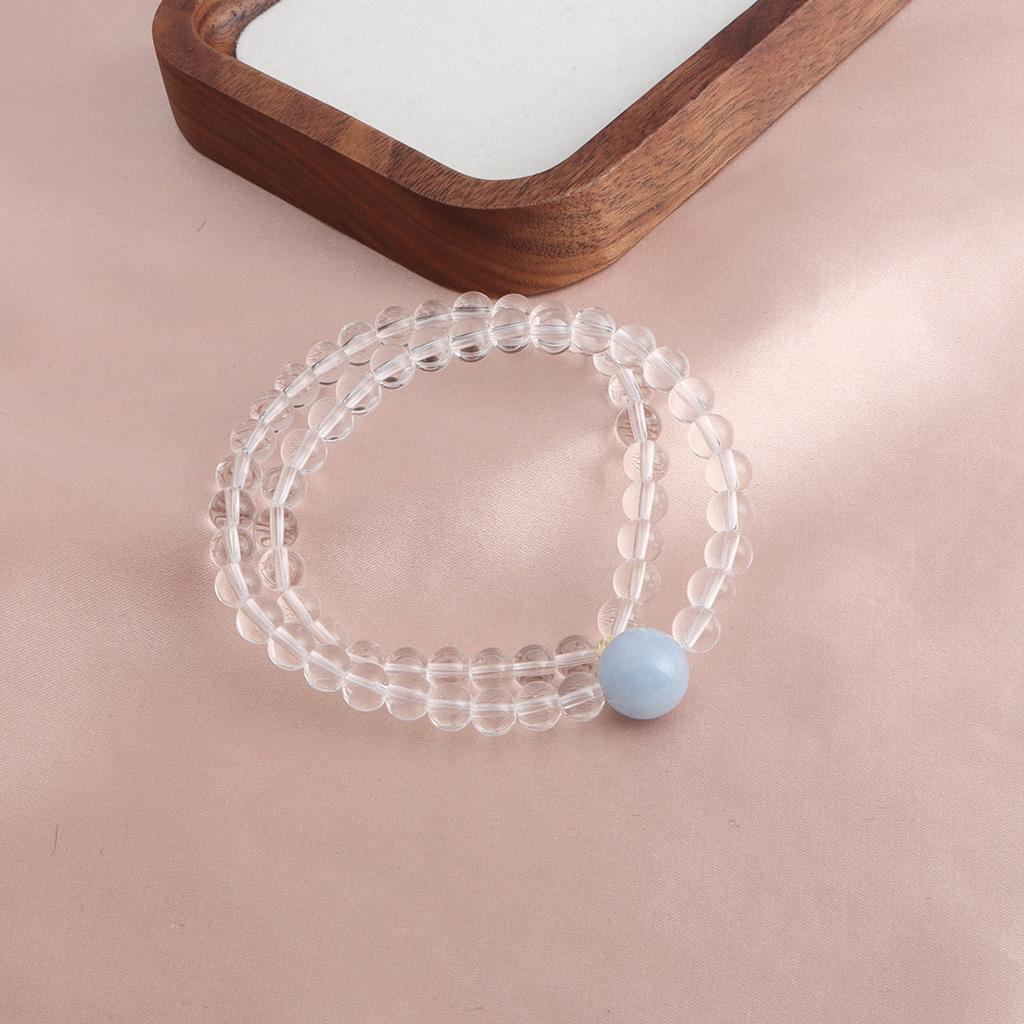 Bracelet Double Circle Natural White Moonlight Aquamarine Powder Crystal Tiger 4 Eyes Amethyst Bracelet Tide Versatile Live