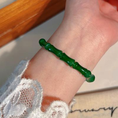 Original Design Imitation Jade Emerald Green Bracelet Women'S Section High-Rise Bracelet Street Stall High-Grade Natural Bracelet