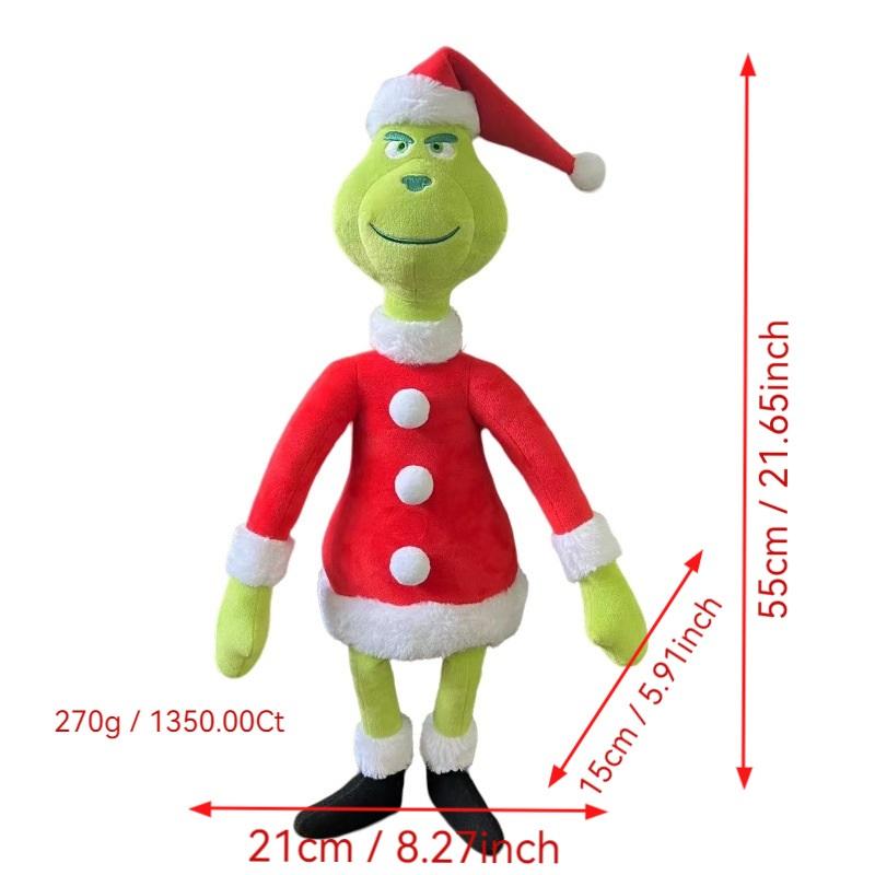 Grinch plush toy, green fur monster, Grinch children s cartoon doll pillow