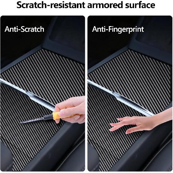 Tesla Model Y Juniper 2025-2026 & Model 3 Highland Center Console Wrap Kit ABS Carbon Fiber Cover Sticker Ultra Slim Interior Protector Decorative