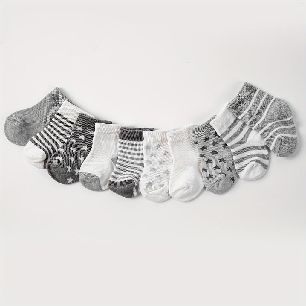 0-3 6-12 Months Boy Baby Socks Infant Newborn White Cotton Sock 10 Pairs Set