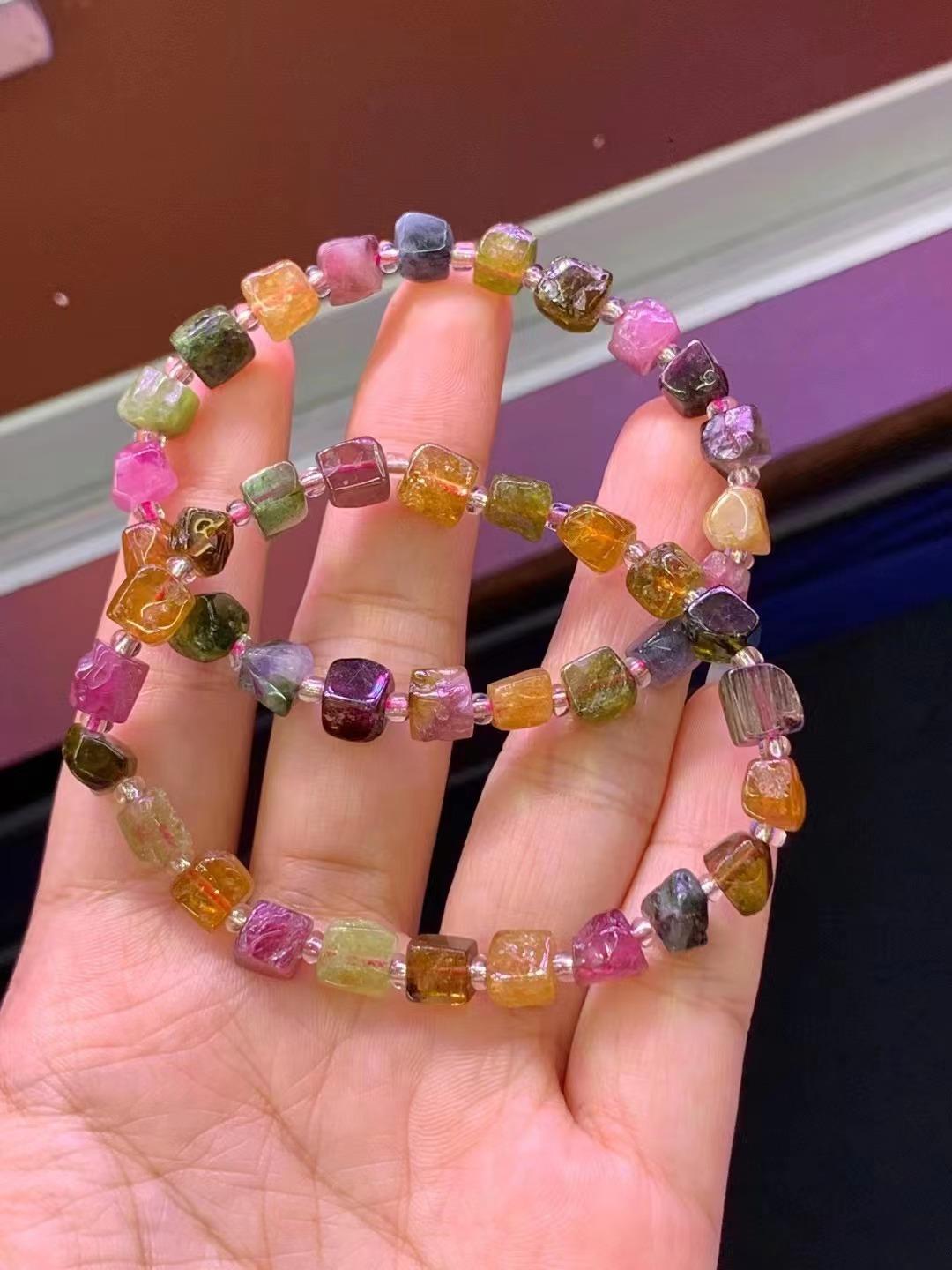 Natural Tourmaline Crystal Transparent Original Square Women s Gift Bracelet