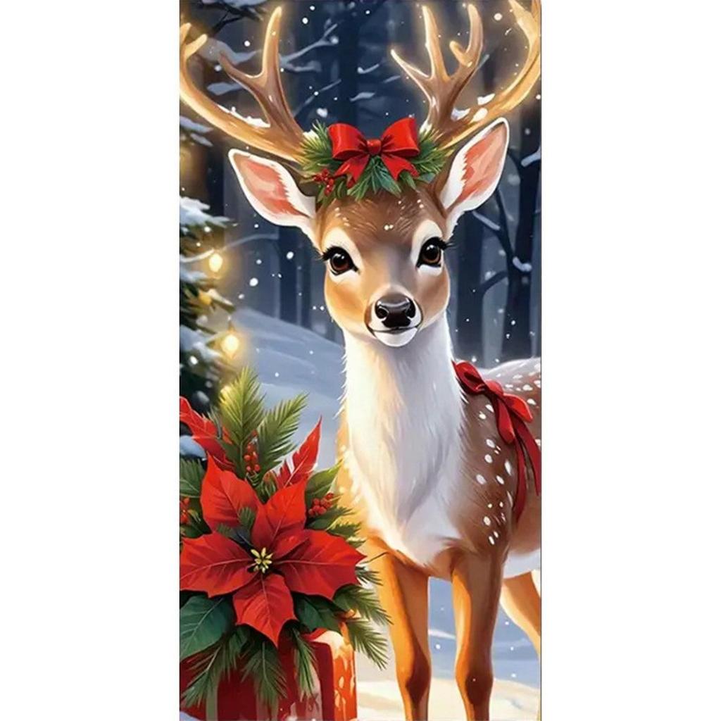 Deer Christmas Door Banner Xmas Party Decors Photography Backdrop Indoor Outdoor Porch Room Door Cover Background