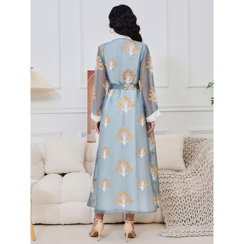 Magic Queen Middle East Ethnic Embroidery Sequin Cardigan Base Skirt Two-piece Set Robe Dress