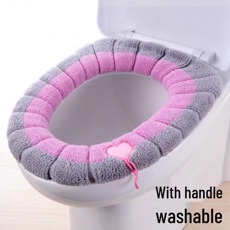 4-Piece Winter Toilet Seat Cushion Set - Cute, Thick, Washable, Ins Style