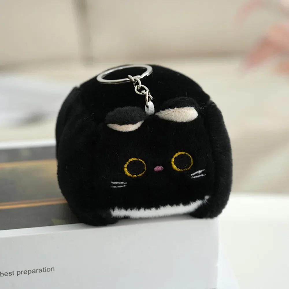 Block Cat Square Cat Plush Keychain Soft Fluffy Calico Cat Plush Toy Orange Cat Stuffed Animal Kitten Plush Doll Keyring