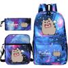 Pusheen fette Katze niedlicher Cartoon bedruckter Schulranzen grenzüberschreitende Studenten tragbare Umhängetasche Federmäppchen dreiteiliges Set