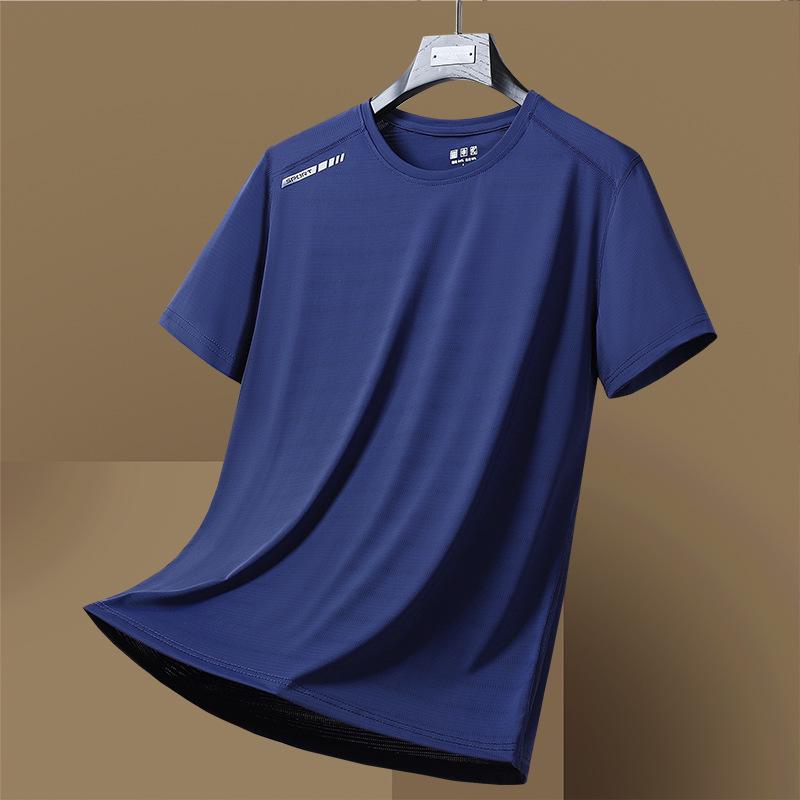 Unisex Summer Quick-Dry Ice Silk Sports T-Shirt - Breathable, Casual, Round Neck, Short Sleeve.