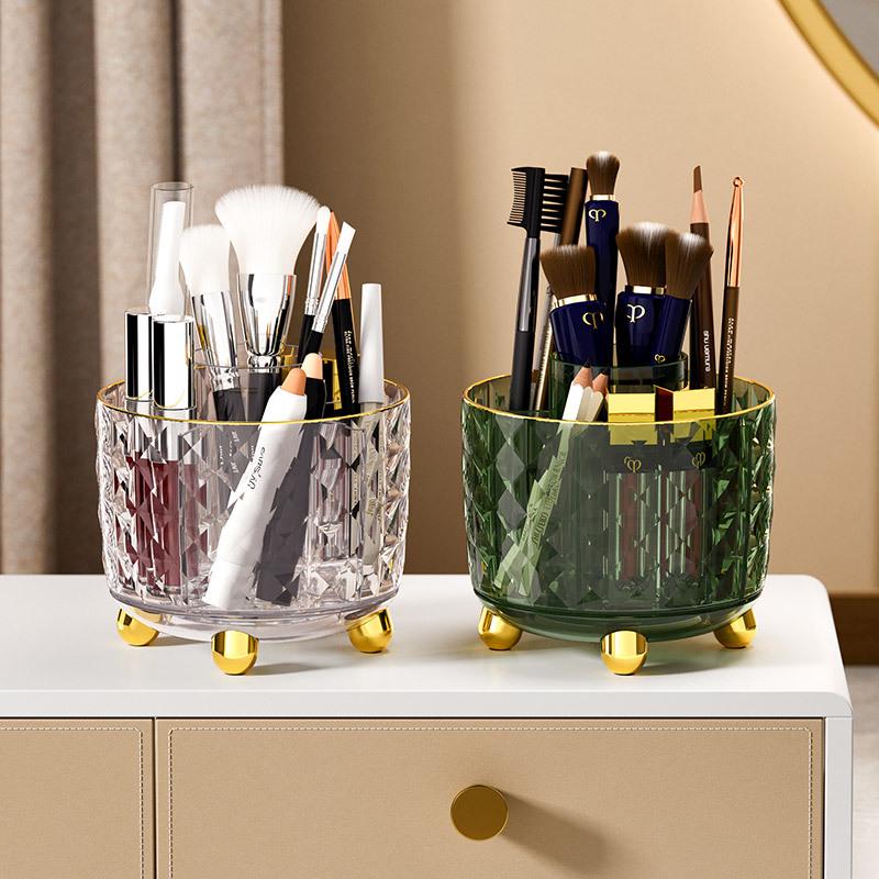 Rotating Dust-Proof Cosmetic Organizer: Makeup Brush Holder, Lipstick & Eyeshadow Rack, Pen Holder