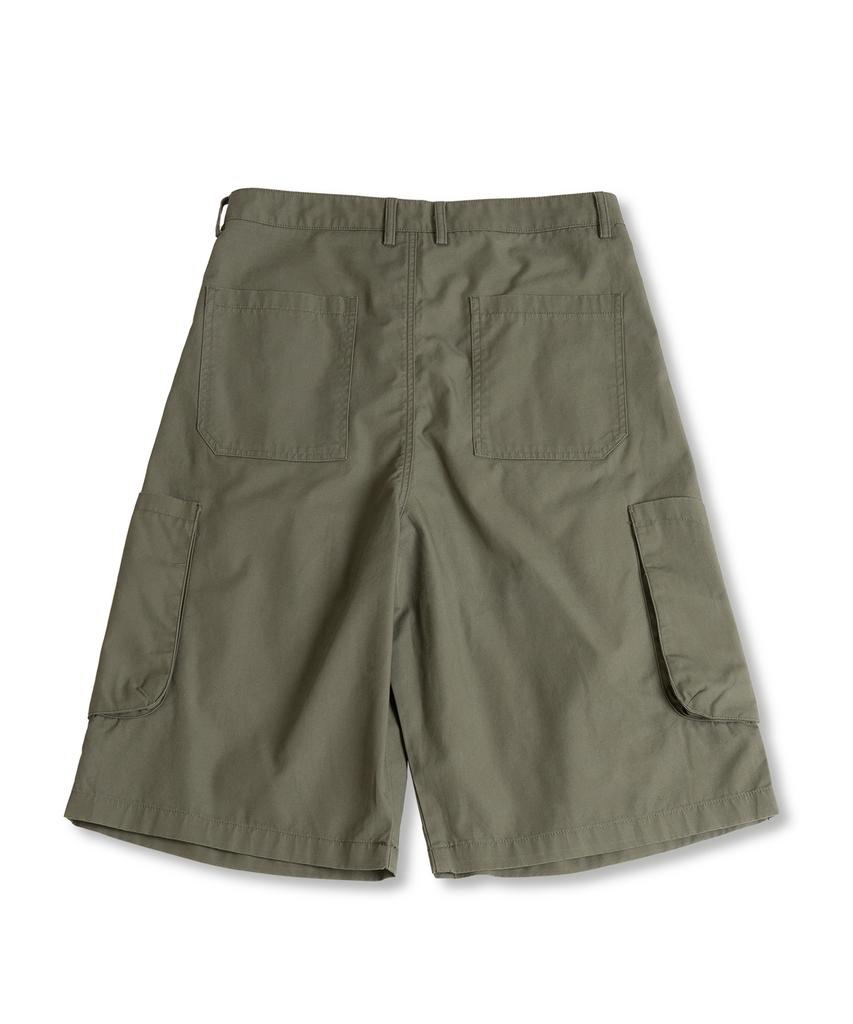 MUDSALT Double-Tuck Wide Bermuda Pants Olive