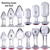 Rhinestone Glass Butt Plug - Round, Smooth, Unisex Anal Massage Toy for Beginners