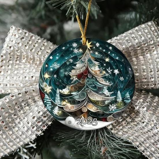 Dream Christmas Tree Ornament Sparkling Acrylic Hanging Decoration with Golden String Festive Keepsake Gift