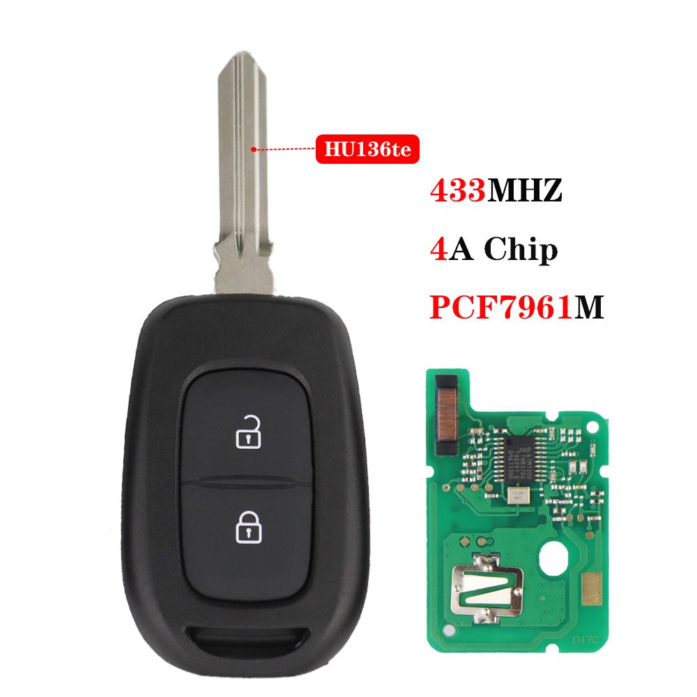 Remote Car Key For Renault Clio 4 Duster Sandero Symbol Kwid Dacia Logan Lodgy Dokker Trafic Master 433MHz 4A Chip No Logo Blade