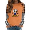 Women's Casual Long Sleeve Neck Halloween Print Top for Fall