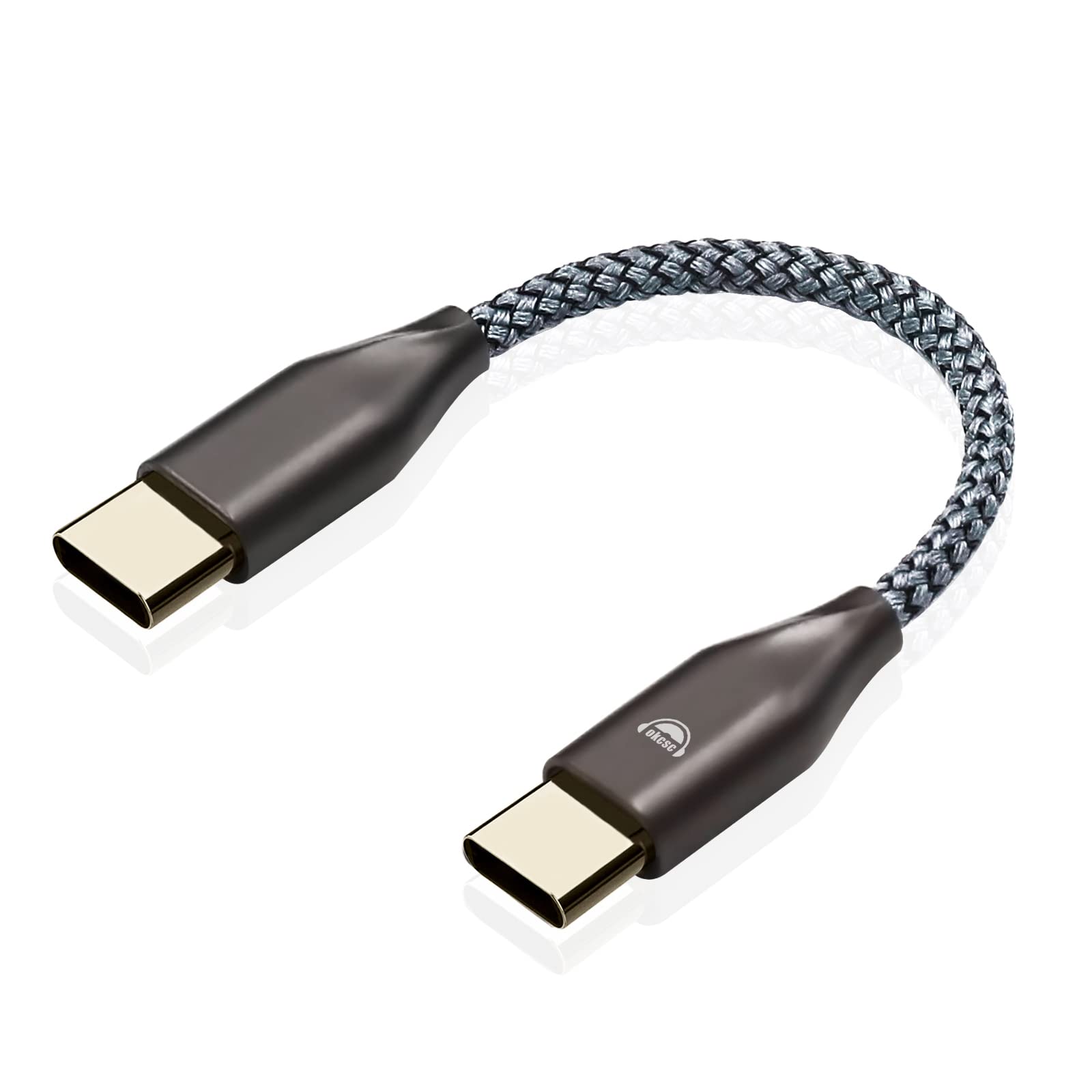 

okcsc C2T Audio Cable, OTG Cable, Type-C (Male) to Type-C (Male) Decoder, Single Crystal Copper OCC Conductor, Improved Sound Quality, Approx. 12cm,