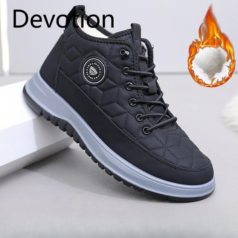 New Snow Boots with Fleece and Thickened Warmth, High-top Lace-up Men's Shoes, Casual and Sporty Devotion