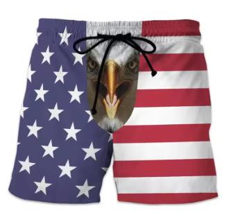 2025 Men s Beach Hawaiian Beach Shorts, American Flag Print, Basketball Shorts S