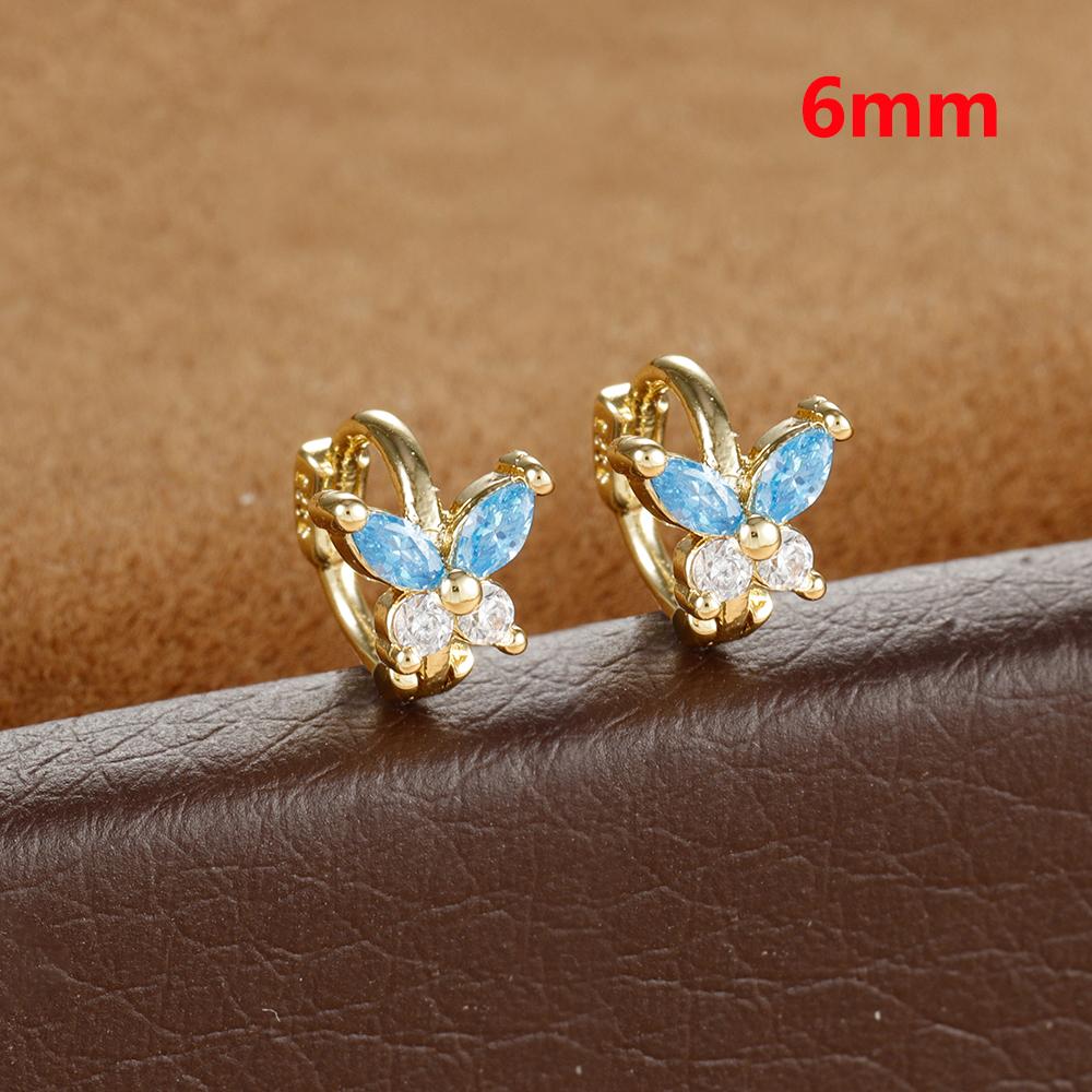 Stainless Steel Zircon Butterfly Minimal Hoop Earrings Small Gold Plated Huggie Earring Ear Buckle Cartilage Piercing Jewelry