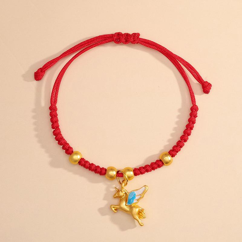 Chinese Style 2026 Horse Year Zodiac Bracelet For Women Men Lucky Hand-Woven Red Rope Bracelet New Year Jewelry Party Gift