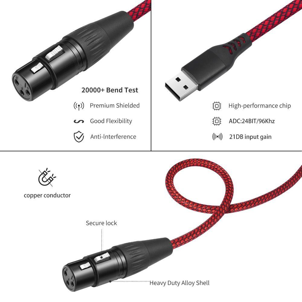 Multifunction Mic Link Converter Cable Male To Female USB To XLR Adapter  Microphones or Recording