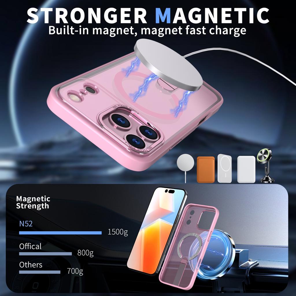 For iPhone 17 Pro Case Compatible with MagSafe Kickstand TPU + Acrylic Phone Cover