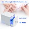 48 Holes Leather Nail Drill Bit Holder Box with UV Light for Drill Bit Head Cleaning Dustproof Equipment