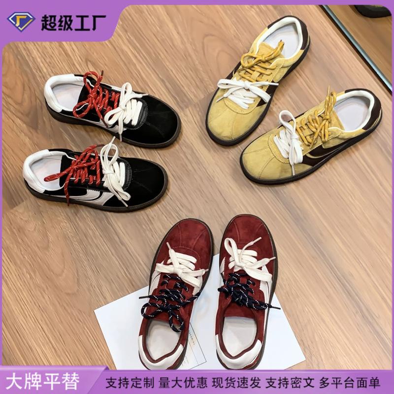 Red German training shoes women's 2025 spring and autumn new flat baseplate shoes Korean version of college style casual sports shoes women's o