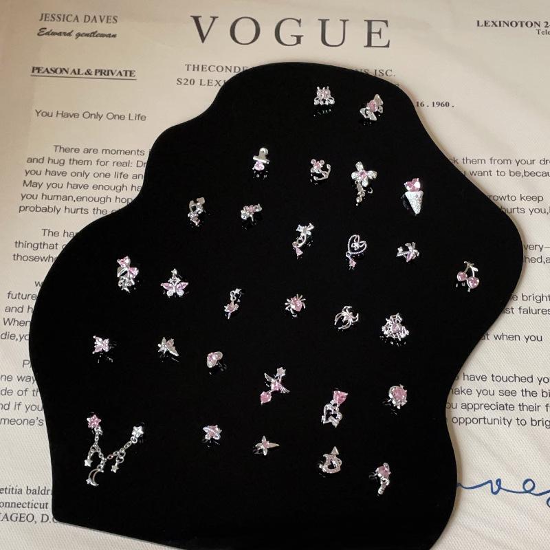 Pink Zircon Bowknot Heart Screw Stud Earrings - Versatile and Sweet Women's Ear Jewelry