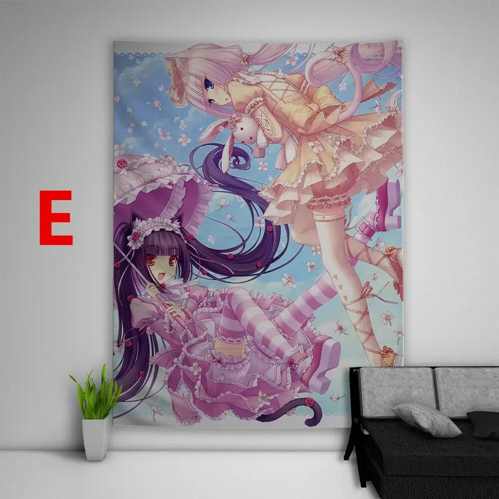 Nekopara Anime Tapestry Wall Kawaii Room Decor Art Print Poster Cute Girl Manga Aesthetic Dorm Background Cloth For Bedroom