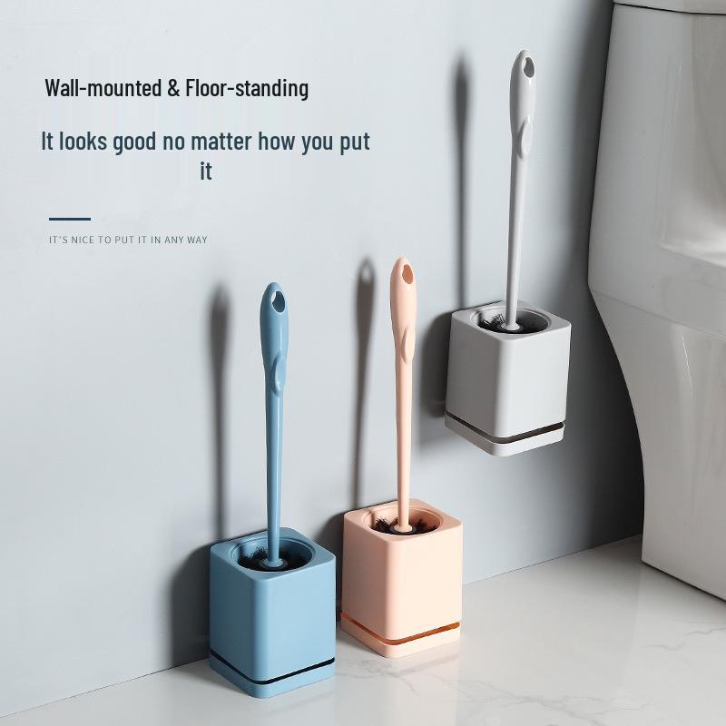 Long-Handled Wall-Mounted Toilet Brush with Draining Base