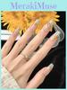Forest Mist Color Handmade Nail Stickers With Ice Transparent Design Long Style Removable
