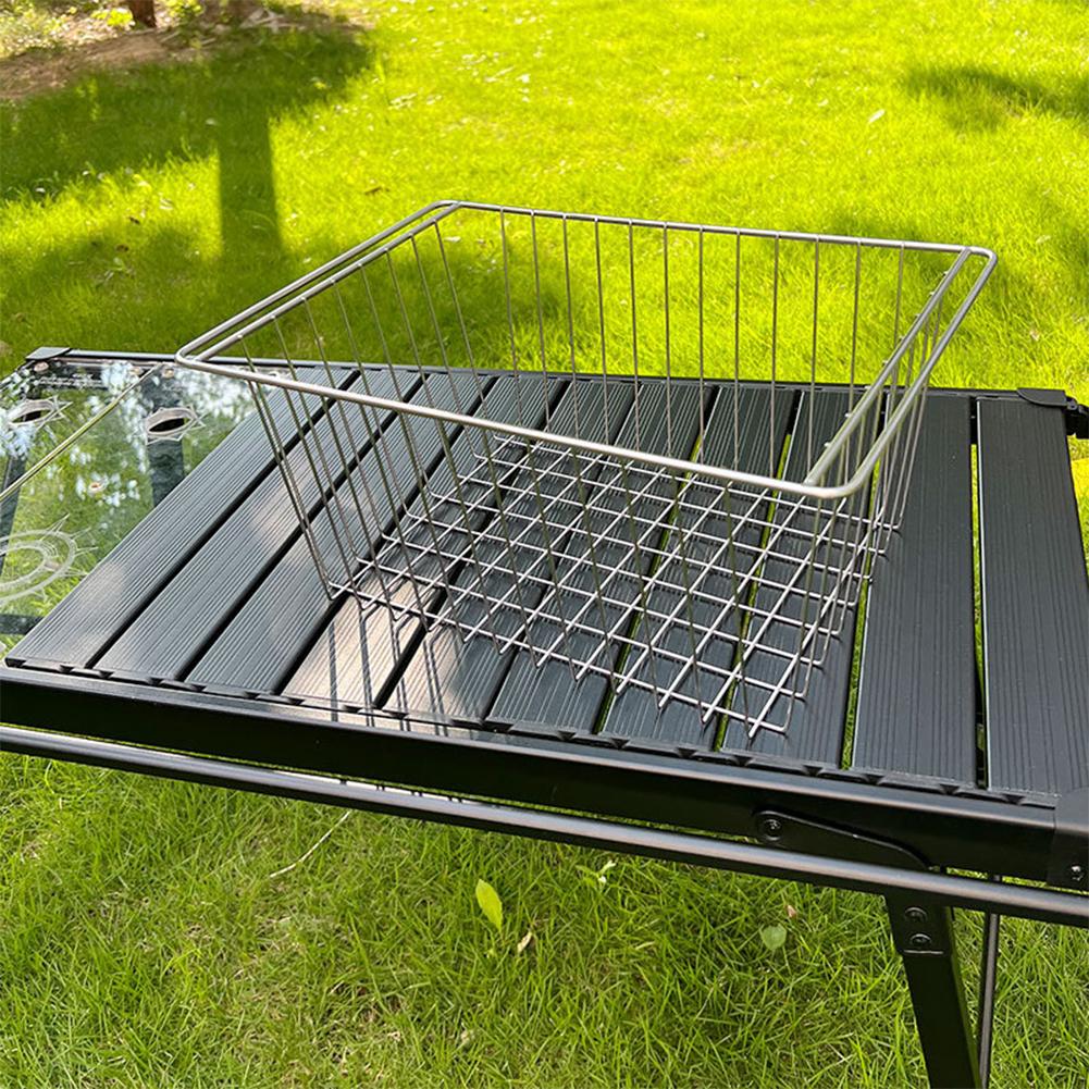 IGT Camping Drain Basket Stainless Steel Multifunctional Table Panel Storage Basket for IGT Desktop Side Expansion Rack